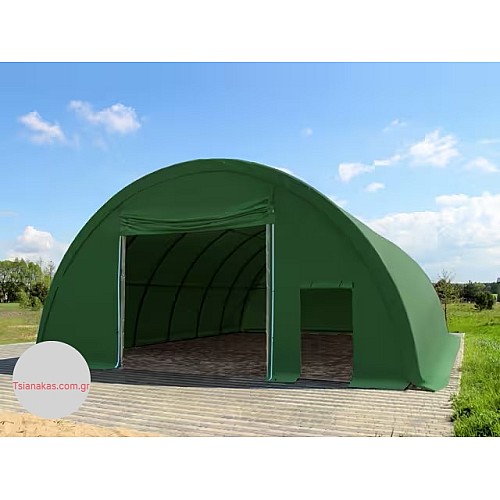 9,15m x 10m x 4,5m - Τοξοτή αποθήκη απο μουσαμά διαστάσεων 9,15m x 10m x 4,5m με μουσαμά βάρους  2300γρ 