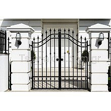 Αυλόπορτα Σιδήρου παραδοσιακή  με καρέ 12X12mm, κύκλους και λόγχες 
