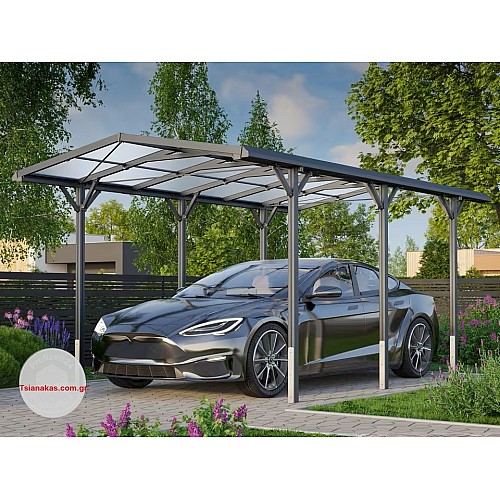 2,85x5,05m Parking αυτοκινήτου, Ανθρακί,συμπεριλαμβάνεται υδρορροή