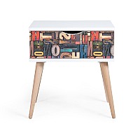 Κομοδίνο ADELE με ένα συρτάρι σε χρώμα λευκό με patchwork λεπτομέρειες 45x36x50εκ Κομοδίνο ADELE με ένα συρτάρι σε χρώμα λευκό με patchwork λεπτομέρειες 45x36x50εκ,Έπιπλα εσωτερικού χώρου > Κρεβατοκάμαρα > Κομοδίνα