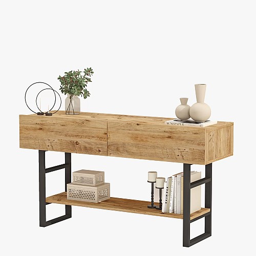 Κονσόλα VIANA σε atlantic pine/μαύρο χρώμα 139x43x76,Έπιπλα εσωτερικού χώρου > Έπιπλα εισόδου > Κονσόλες