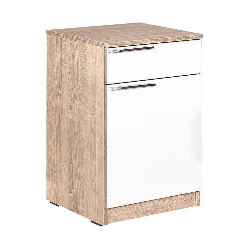 Κομοδίνο σε σονόμα & λευκό χρώμα 40x38x63 Κομοδίνο σε σονόμα & λευκό χρώμα 40x38x63,Έπιπλα εσωτερικού χώρου > Κρεβατοκάμαρα > Κομοδίνα