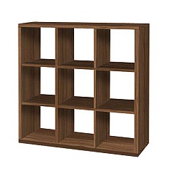 Βιβλιοθήκη με κύβους 3x3 σε καρυδί χρώμα 110x35x110
