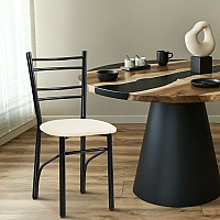 Καρέκλα από μέταλλο/PU σε χρώμα μαύρο/λευκό 37x40x87,Έπιπλα εσωτερικού χώρου > Τραπεζαρία > Καρέκλες