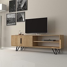 Έπιπλο τηλεόρασης Foot Megapap από μελαμίνη χρώμα sonoma 160x35x49εκ.  Έπιπλο τηλεόρασης Foot Megapap από μελαμίνη χρώμα sonoma 160x35x49εκ.
