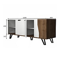 Μπουφές μελαμίνης Jasmine Megapap χρώμα λευκό - καρυδί 160x45x78εκ.,Έπιπλα εσωτερικού χώρου > Μπουφέδες,Έπιπλα εσωτερικού χώρου
