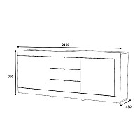 Μπουφές μελαμίνης Ocean Megapap χρώμα ανθρακί 210x45x86εκ.,Έπιπλα εσωτερικού χώρου > Μπουφέδες,Έπιπλα εσωτερικού χώρου