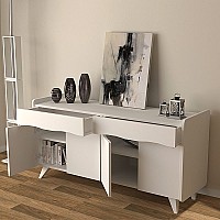Μπουφές μελαμίνης Sila Megapap χρώμα λευκό 140x45x77εκ.,Έπιπλα εσωτερικού χώρου > Μπουφέδες,Έπιπλα εσωτερικού χώρου