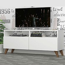 Έπιπλο τηλεόρασης Inci Megapap από μελαμίνη χρώμα λευκό 120x35x50εκ.  Έπιπλο τηλεόρασης Inci Megapap από μελαμίνη χρώμα λευκό 120x35x50εκ.