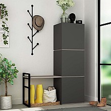 Έπιπλο εισόδου με κρεμάστρα Mello Megapap από μελαμίνη χρώμα ανθρακί 109x39x149εκ. 
