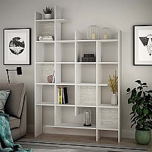 Βιβλιοθήκη μελαμίνης Manco Megapap χρώμα λευκό 122x25,5x188εκ. 