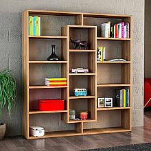 Βιβλιοθήκη μελαμίνης Ample Megapap χρώμα καρυδί 125x22x135,7εκ. 