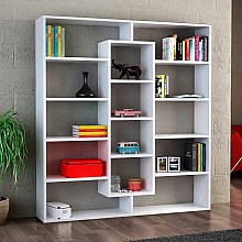 Βιβλιοθήκη μελαμίνης Ample Megapap χρώμα λευκό 125x22x135,7εκ. 