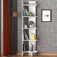 Βιβλιοθήκη μελαμίνης Perla Megapap χρώμα λευκό 48x22x170εκ.,Έπιπλα εσωτερικού χώρου > Βιβλιοθήκες
