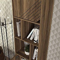 Βιβλιοθήκη μελαμίνης Norma Megapap χρώμα καρυδί 45x35x184εκ.,Έπιπλα εσωτερικού χώρου > Βιβλιοθήκες