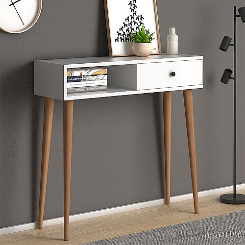 Κονσόλα μελαμίνης Napoli Megapap χρώμα λευκό 90x29x88εκ.,Έπιπλα εσωτερικού χώρου > Κονσόλες,Έπιπλα εσωτερικού χώρου