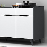 Μπουφές μελαμίνης Sila Megapap χρώμα λευκό - γκρι 140x45x77εκ.,Έπιπλα εσωτερικού χώρου > Μπουφέδες,Έπιπλα εσωτερικού χώρου