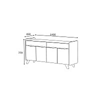 Μπουφές μελαμίνης Sila Megapap χρώμα λευκό - γκρι 140x45x77εκ.,Έπιπλα εσωτερικού χώρου > Μπουφέδες,Έπιπλα εσωτερικού χώρου