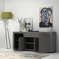 Μπουφές μελαμίνης Joseph Megapap χρώμα ανθρακί 177x40x76εκ.,Έπιπλα εσωτερικού χώρου > Μπουφέδες,Έπιπλα εσωτερικού χώρου