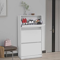 Παπουτσοθήκη Flat Duo Megapap 18 ζεύγων σε χρώμα λευκό 73x26x119εκ.,Έπιπλα εσωτερικού χώρου > Παπουτσοθήκες,Έπιπλα εσωτερικού χώρου