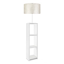 Φωτιστικό δαπέδου Loyd Megapap υφασμάτινο Pvc/MDF χρώμα λευκό - γκρι 38x38x150εκ.  Φωτιστικό δαπέδου Loyd Megapap υφασμάτινο Pvc/MDF χρώμα λευκό - γκρι 38x38x150εκ.