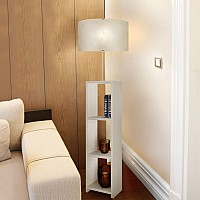 Φωτιστικό δαπέδου Loyd Megapap υφασμάτινο Pvc/MDF χρώμα λευκό - γκρι 38x38x150εκ. Φωτιστικό δαπέδου Loyd Megapap υφασμάτινο Pvc/MDF χρώμα λευκό - γκρι 38x38x150εκ.