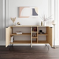 Μπουφές μελαμίνης Flynn Megapap χρώμα φυσικό οξιάς 142x35,6x83εκ.,Έπιπλα εσωτερικού χώρου > Μπουφέδες,Έπιπλα εσωτερικού χώρου