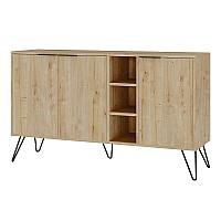 Μπουφές μελαμίνης Flynn Megapap χρώμα φυσικό οξιάς 142x35,6x83εκ.,Έπιπλα εσωτερικού χώρου > Μπουφέδες,Έπιπλα εσωτερικού χώρου