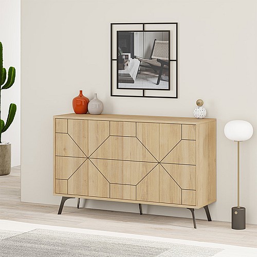 Μπουφές μελαμίνης Giacomo Megapap χρώμα φυσικό οξιάς 123x35x77,4εκ.,Έπιπλα εσωτερικού χώρου > Μπουφέδες,Έπιπλα εσωτερικού χώρου