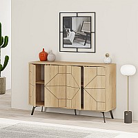 Μπουφές μελαμίνης Giacomo Megapap χρώμα φυσικό οξιάς 123x35x77,4εκ.,Έπιπλα εσωτερικού χώρου > Μπουφέδες,Έπιπλα εσωτερικού χώρου