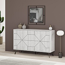 Μπουφές μελαμίνης Giacomo Megapap χρώμα λευκό αντικέ 123x35x77,4εκ. 