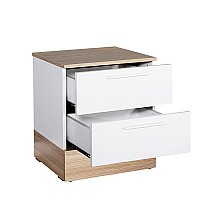 Κομοδίνo Base Megapap σε χρώμα λευκό - sonoma 45x40x52εκ.,Έπιπλα εσωτερικού χώρου > Κομοδίνα,Έπιπλα εσωτερικού χώρου