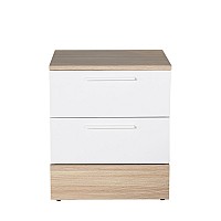 Κομοδίνo Base Megapap σε χρώμα λευκό - sonoma 45x40x52εκ.,Έπιπλα εσωτερικού χώρου > Κομοδίνα,Έπιπλα εσωτερικού χώρου