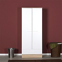 Ντουλάπα ρούχων Base Megapap δίφυλλη σε χρώμα λευκό - sonoma 80x52x198εκ.,Έπιπλα εσωτερικού χώρου > Ντουλάπες ρούχων,Έπιπλα εσωτερικού χώρου