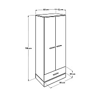Ντουλάπα ρούχων Base Megapap δίφυλλη σε χρώμα λευκό - sonoma 80x52x198εκ.,Έπιπλα εσωτερικού χώρου > Ντουλάπες ρούχων,Έπιπλα εσωτερικού χώρου