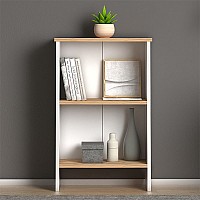 Βιβλιοθήκη μελαμίνης Flora Megapap χρώμα white - oak 52x25x80εκ.,Έπιπλα εσωτερικού χώρου > Βιβλιοθήκες
