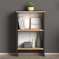 Βιβλιοθήκη μελαμίνης Flora Megapap χρώμα industrial grey - oak 52x25x80εκ.,Έπιπλα εσωτερικού χώρου > Βιβλιοθήκες