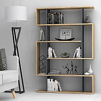Βιβλιοθήκη μελαμίνης Clint Megapap χρώμα sonoma - ανθρακί 108x25x161εκ.,Έπιπλα εσωτερικού χώρου > Βιβλιοθήκες
