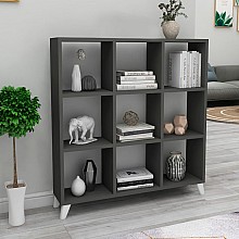 Βιβλιοθήκη μελαμίνης Saul Megapap χρώμα ανθρακί 88,2x20x88,2εκ. 