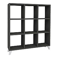 Βιβλιοθήκη μελαμίνης Saul Megapap χρώμα ανθρακί 88,2x20x88,2εκ.,Έπιπλα εσωτερικού χώρου > Βιβλιοθήκες