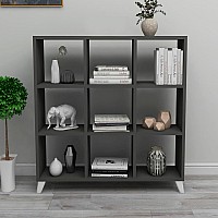 Βιβλιοθήκη μελαμίνης Saul Megapap χρώμα ανθρακί 88,2x20x88,2εκ.,Έπιπλα εσωτερικού χώρου > Βιβλιοθήκες
