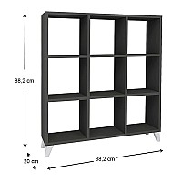 Βιβλιοθήκη μελαμίνης Saul Megapap χρώμα ανθρακί 88,2x20x88,2εκ.,Έπιπλα εσωτερικού χώρου > Βιβλιοθήκες