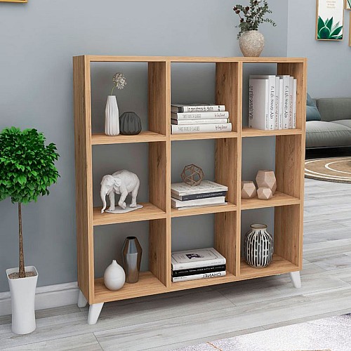 Βιβλιοθήκη μελαμίνης Saul Megapap χρώμα pine oak 88,2x20x88,2εκ.,Έπιπλα εσωτερικού χώρου > Βιβλιοθήκες