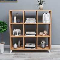 Βιβλιοθήκη μελαμίνης Saul Megapap χρώμα pine oak 88,2x20x88,2εκ.,Έπιπλα εσωτερικού χώρου > Βιβλιοθήκες