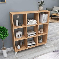 Βιβλιοθήκη μελαμίνης Saul Megapap χρώμα pine oak 88,2x20x88,2εκ.,Έπιπλα εσωτερικού χώρου > Βιβλιοθήκες