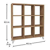 Βιβλιοθήκη μελαμίνης Saul Megapap χρώμα pine oak 88,2x20x88,2εκ.,Έπιπλα εσωτερικού χώρου > Βιβλιοθήκες