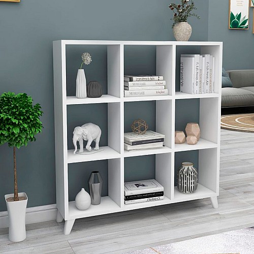 Βιβλιοθήκη μελαμίνης Saul Megapap χρώμα λευκό 88,2x20x88,2εκ.,Έπιπλα εσωτερικού χώρου > Βιβλιοθήκες