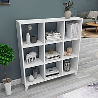 Βιβλιοθήκη μελαμίνης Saul Megapap χρώμα λευκό 88,2x20x88,2εκ.,Έπιπλα εσωτερικού χώρου > Βιβλιοθήκες
