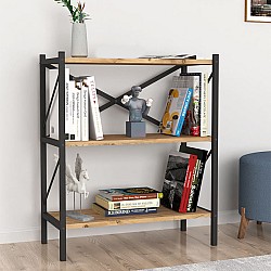 Βιβλιοθήκη Jocasta Megapap μεταλλική - μελαμίνης χρώμα pine oak 66x34x85εκ.
