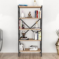 Βιβλιοθήκη Jocasta Megapap μεταλλική - μελαμίνης χρώμα pine oak 66x34x160εκ.,Έπιπλα εσωτερικού χώρου > Βιβλιοθήκες